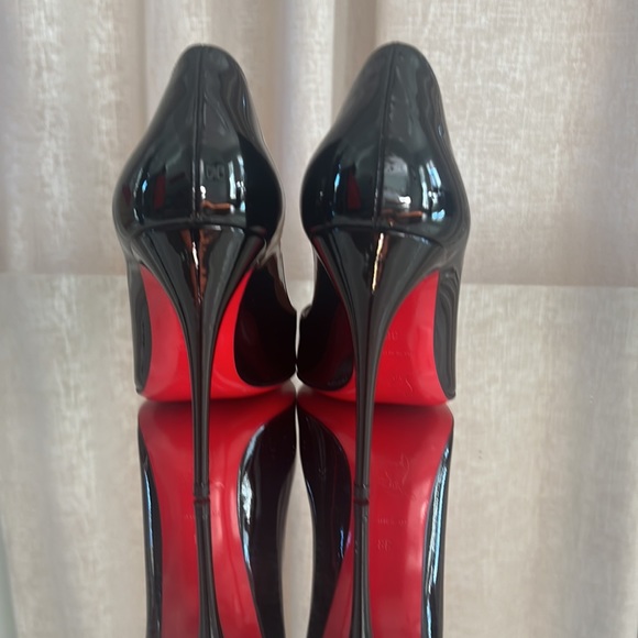Christian Louboutin "Dora Cora"black patent leather 4inch heels with red hearts - Picture 3 of 8